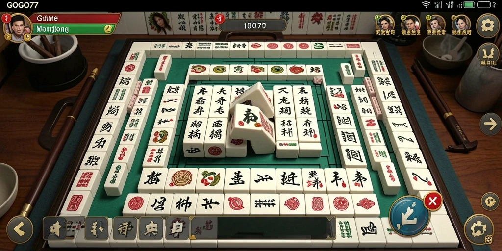 Tampilan gameplay GOGO77 yang menarik dan seru di dunia Mahjong.