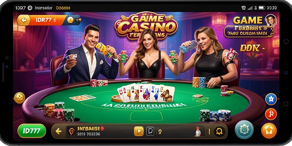 Screenshot game IDR77 menampilkan dealer profesional di meja permainan Live Casino.