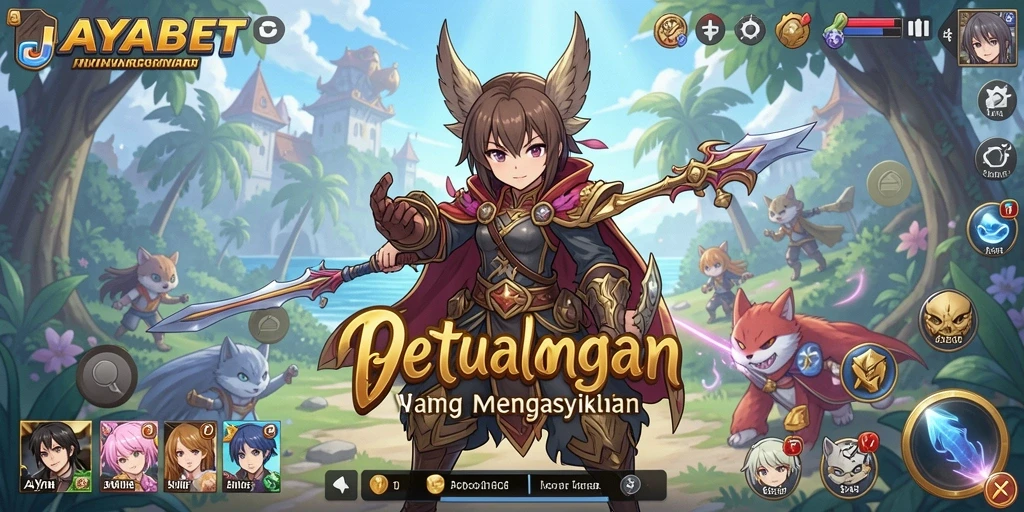 Screenshot gameplay JAYABET dengan karakter anime menarik dan aksi pertempuran.